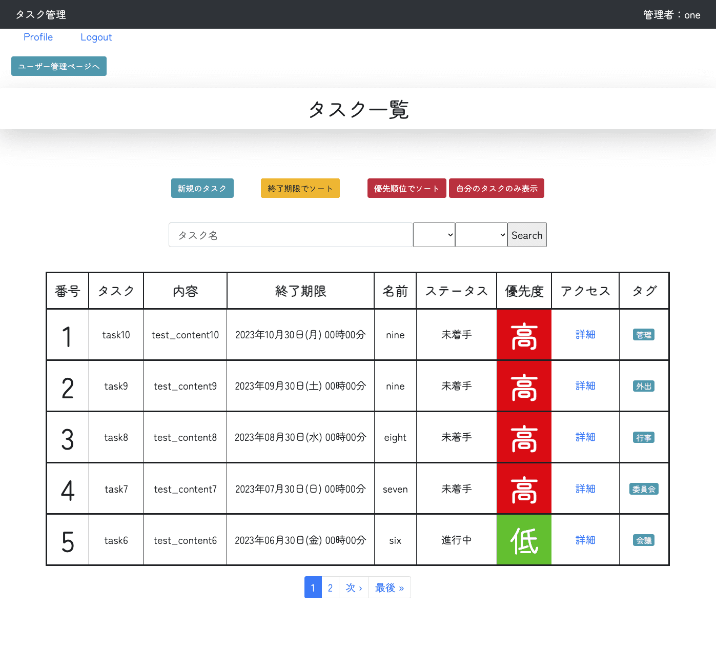 タスク管理システム